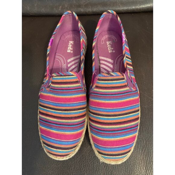 Keds Multicolor Striped Canvas and Jute Archcushioned Espadrilles Size 8 - Picture 1 of 7